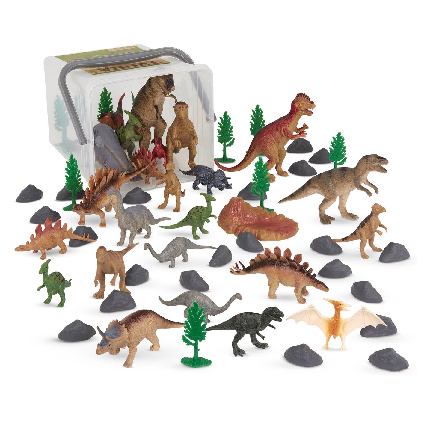 Balde Mundo Prehistórico Animales y Accesorios - 60 piezas