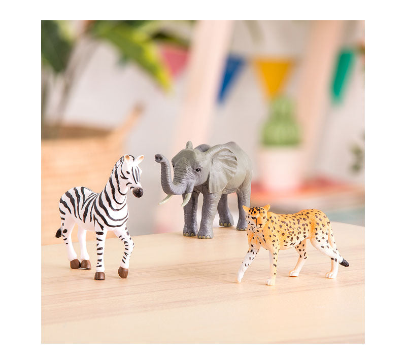 Animales de la jungla: Chita, cebra y elefante