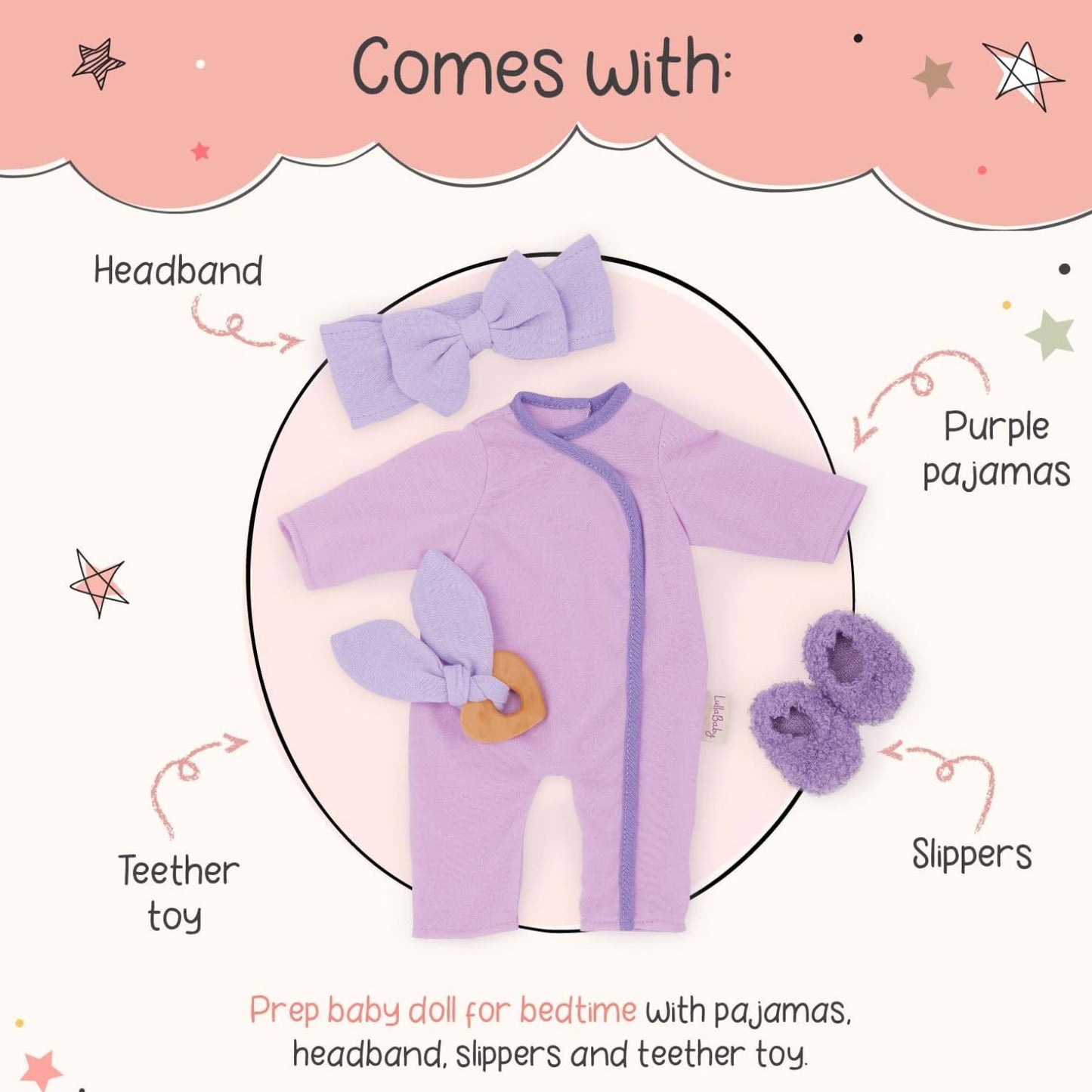 Tenida Muñeca Lullababy - Pijama Lila