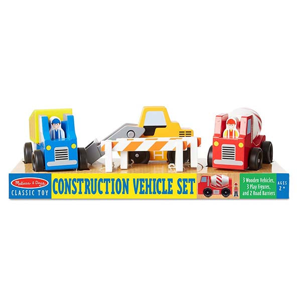 Set de Vehículos de Construcción de Madera – 3 Camiones y Accesorios