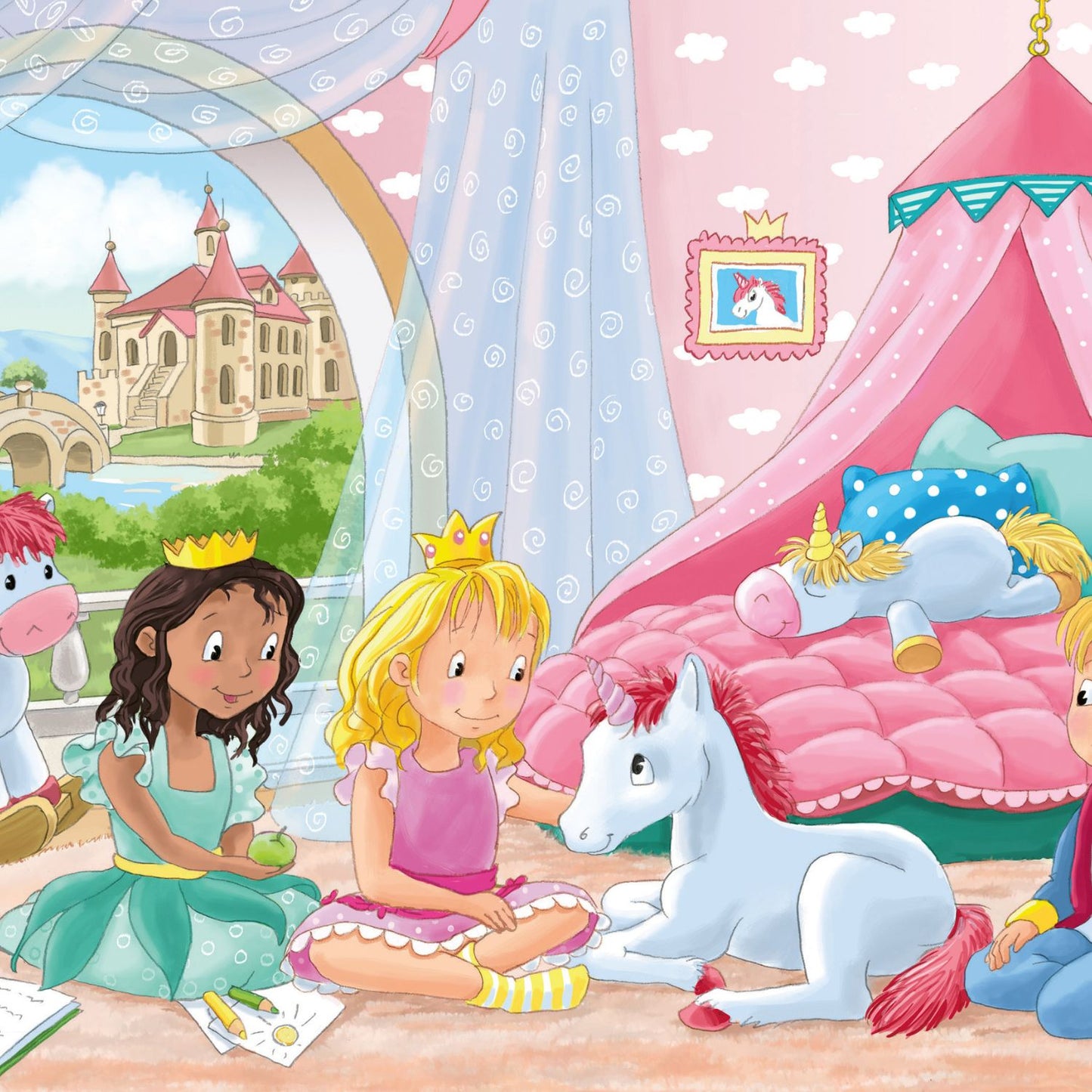 Puzzles 2 x 12 Pequeñas Princesas y Unicornios
