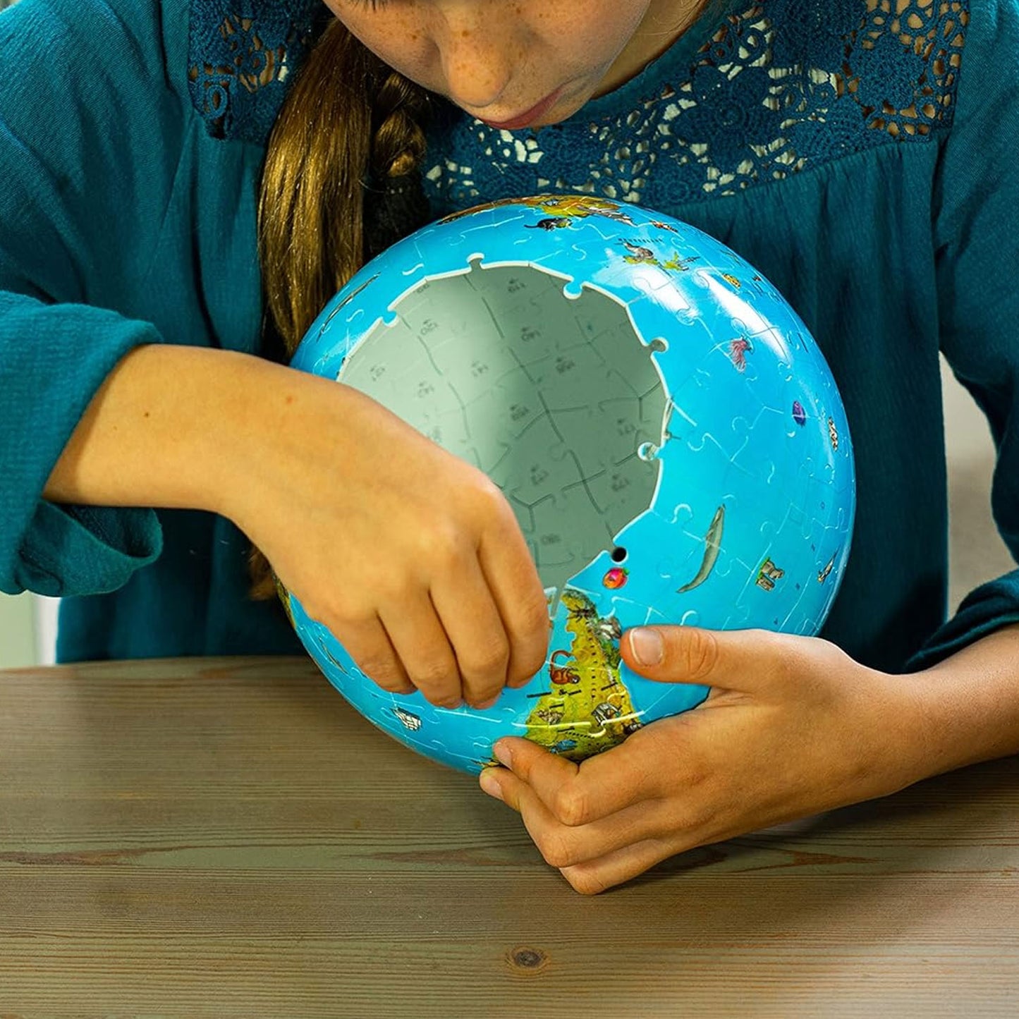 Puzzle 3D Globo terráqueo animales