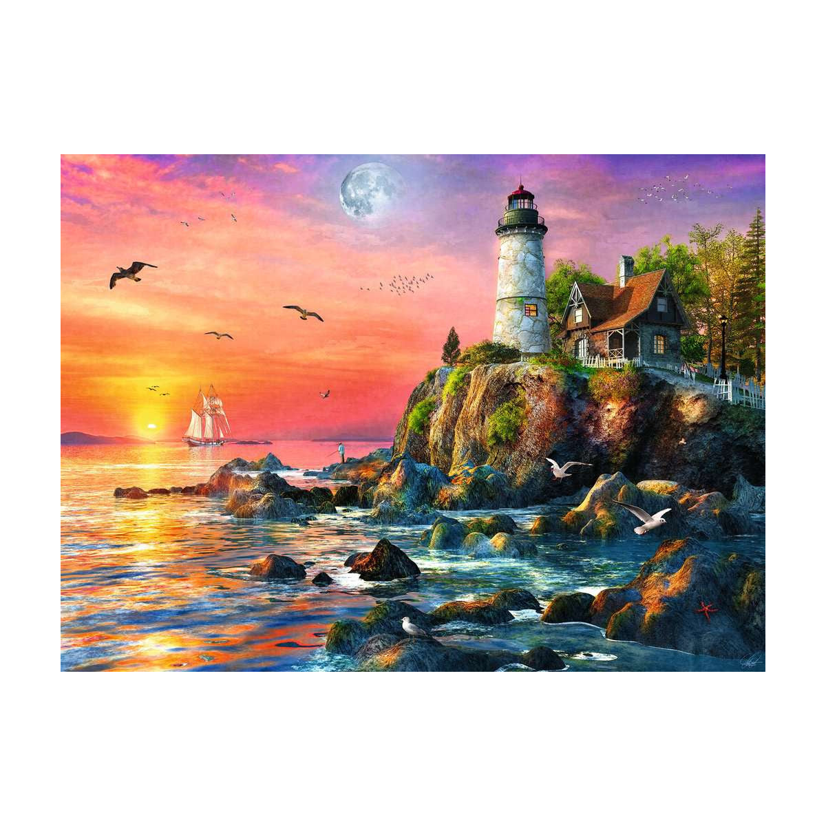 Puzzle Atardecer en el faro - 500 piezas