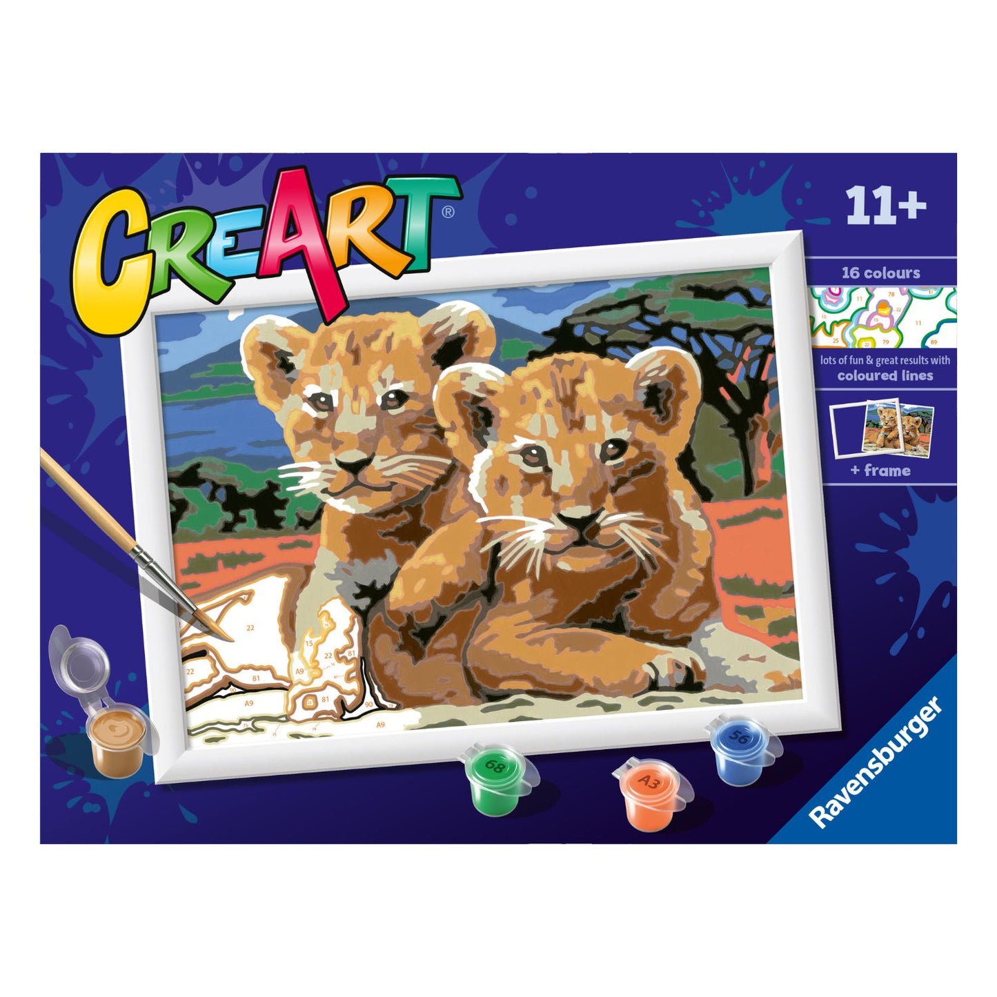 Canvas pinta por número: Pequeños Leones