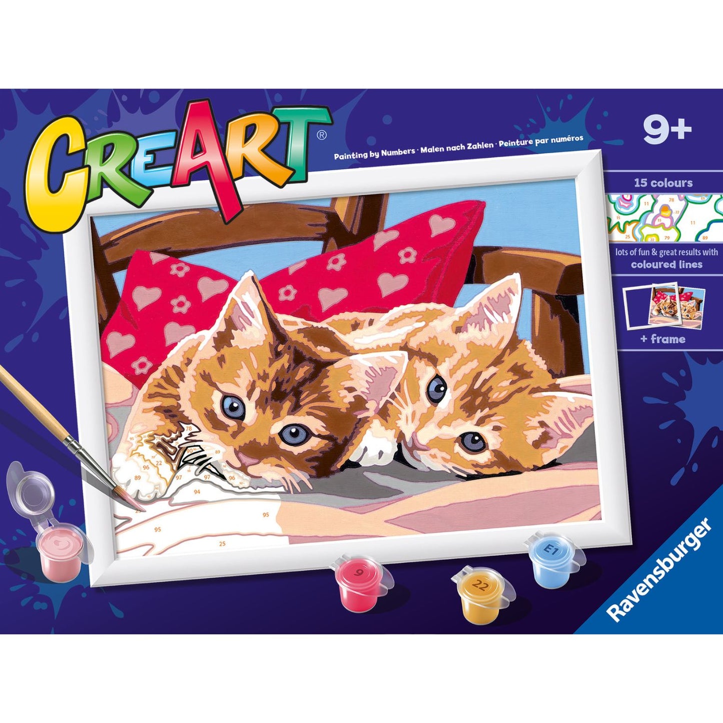 Canvas pinta por número: Gatitos en la Almohada