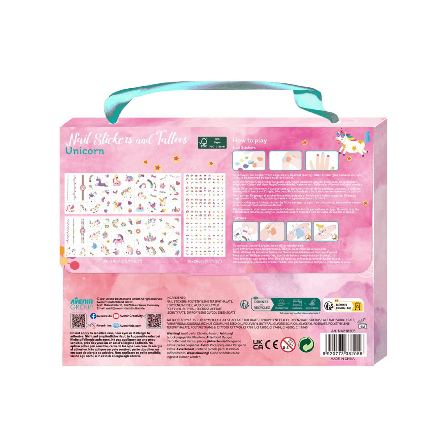 Set de Stickers para Uñas y Tatuajes Temporales - Unicornio