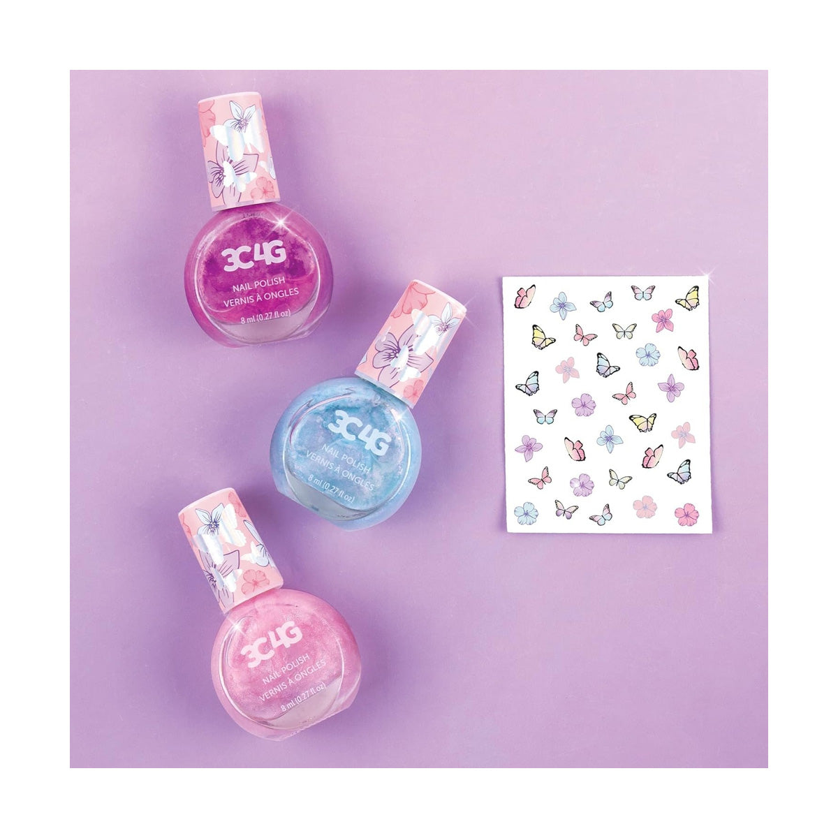 Set de Esmaltes con Diseño de Mariposas 3C4G