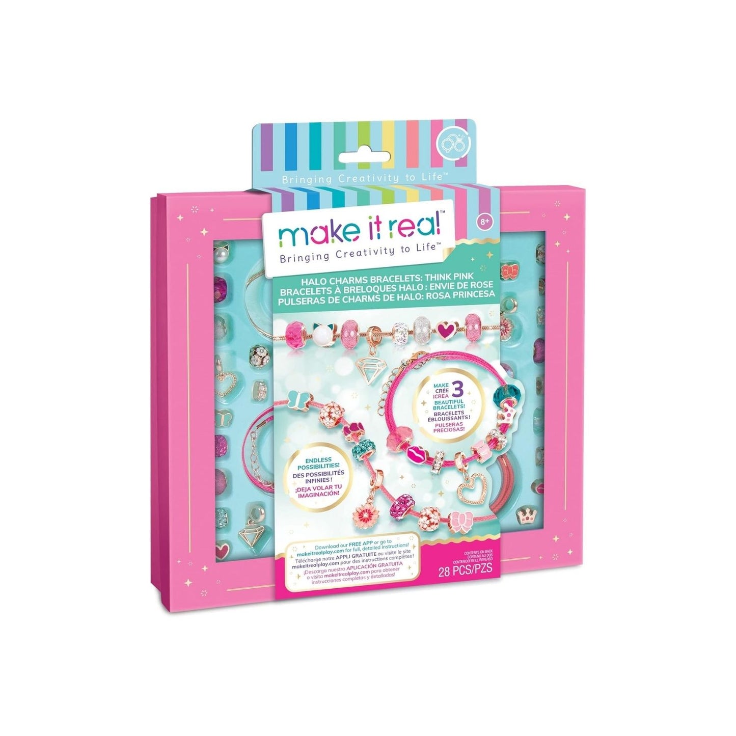 Kit para hacer brazaletes charms Think Pink