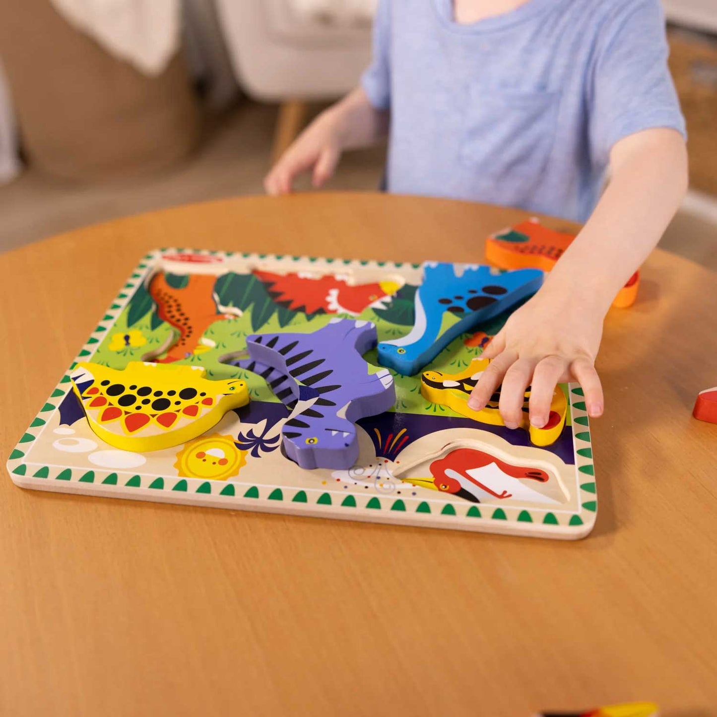 Puzzle Encaje De Madera 3D Chunky - Dinosaurios