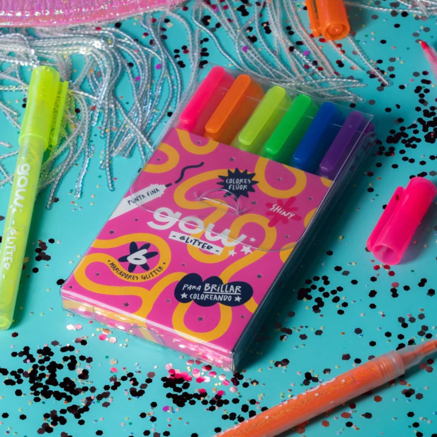 Marcadores Gow Glitter 6 unidades