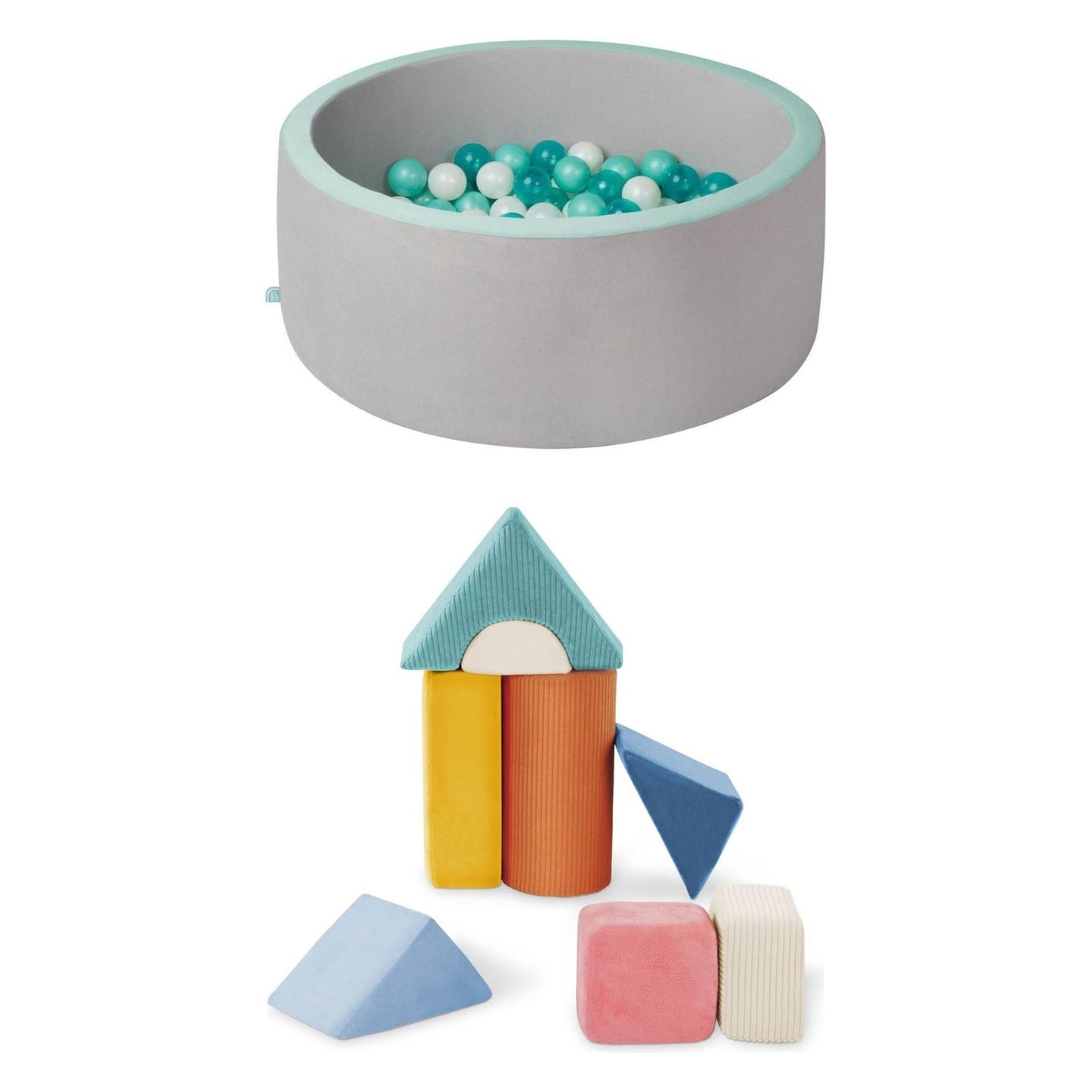 Pack Piscina de Pelotas de Espuma + Bloques de Construcción B Toys