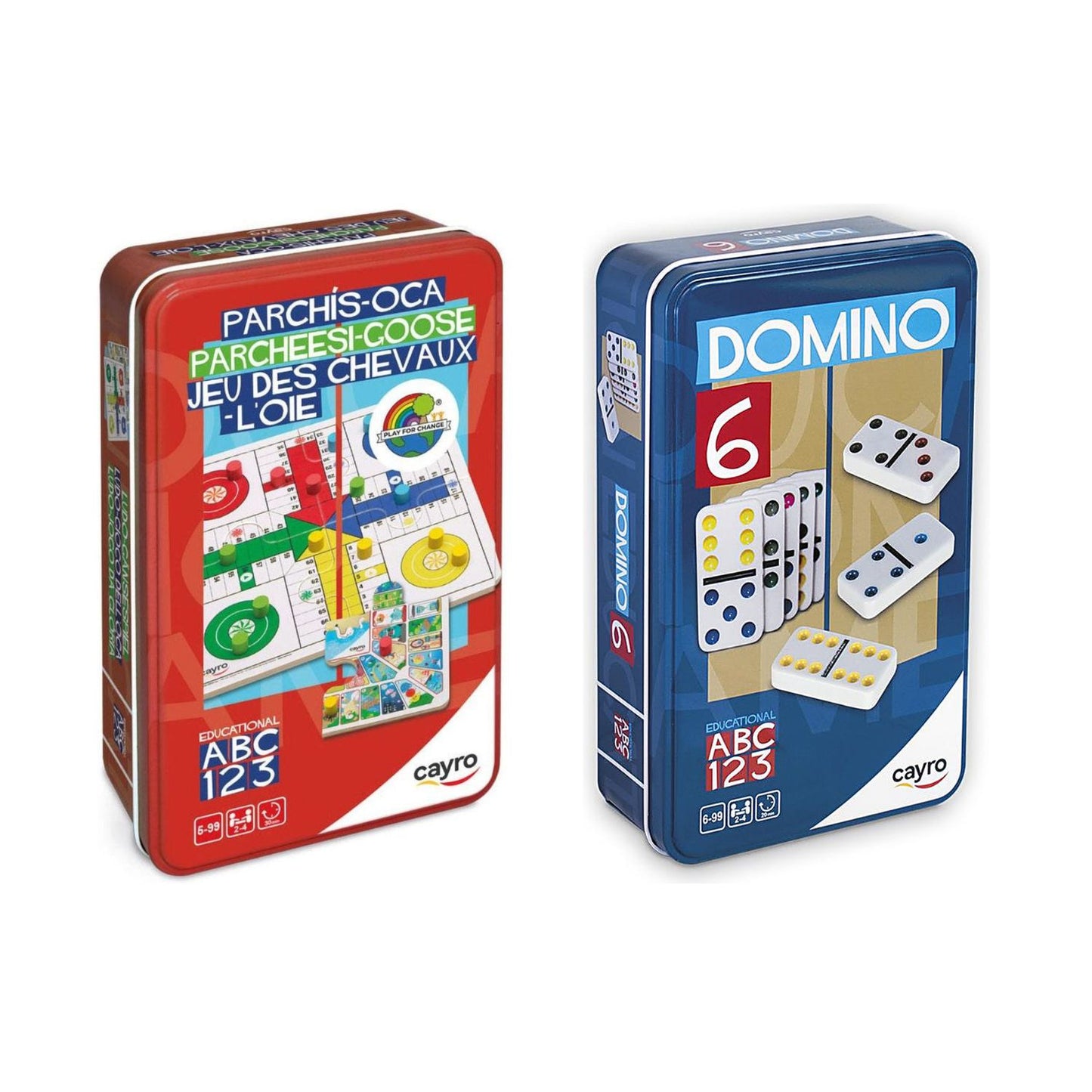 Pack Juegos Cayro Metal Box · Ludo-Oca + Dominó Doble 6