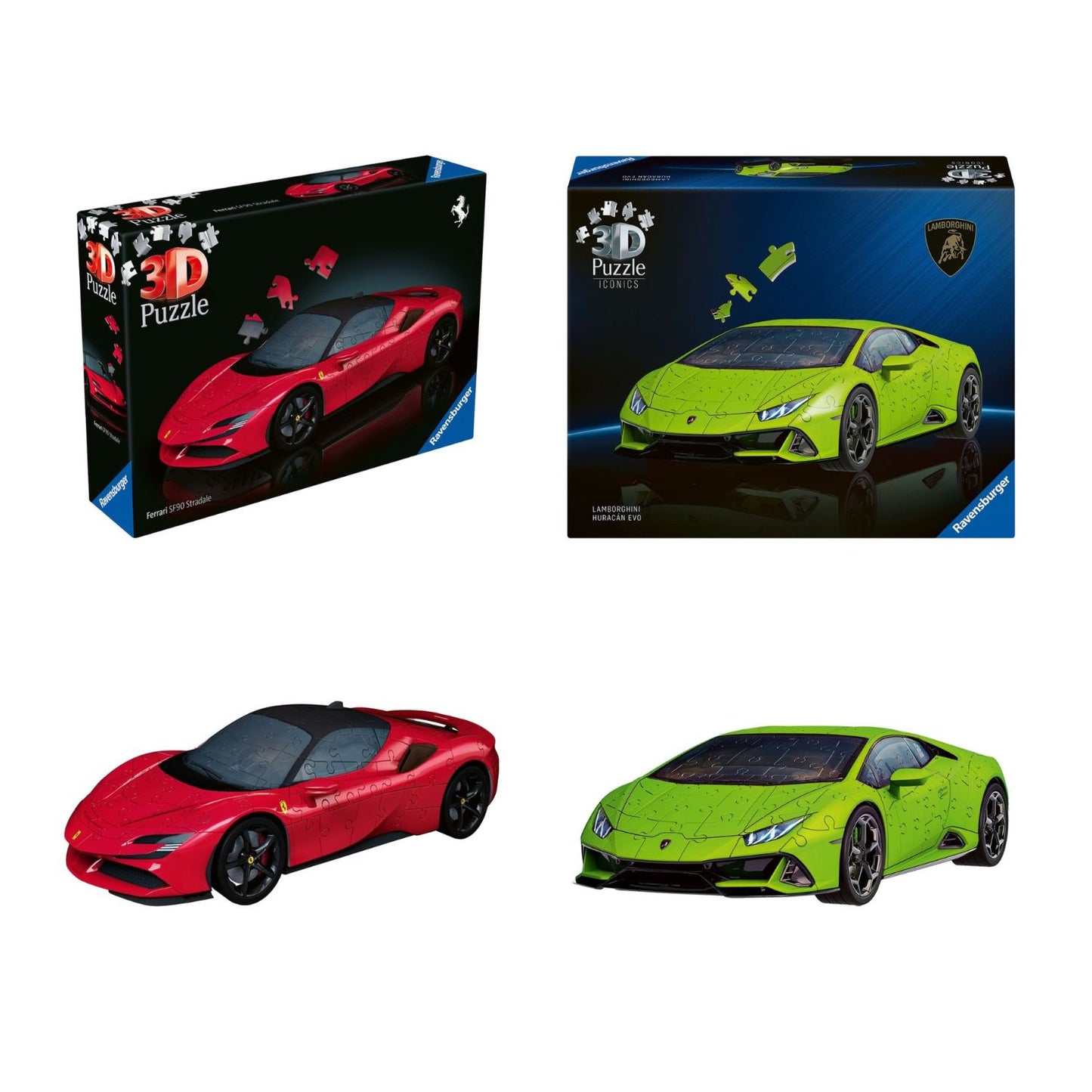 Pack Puzzles 3D · Lamborghini Huracán Evo + Ferrari SF90