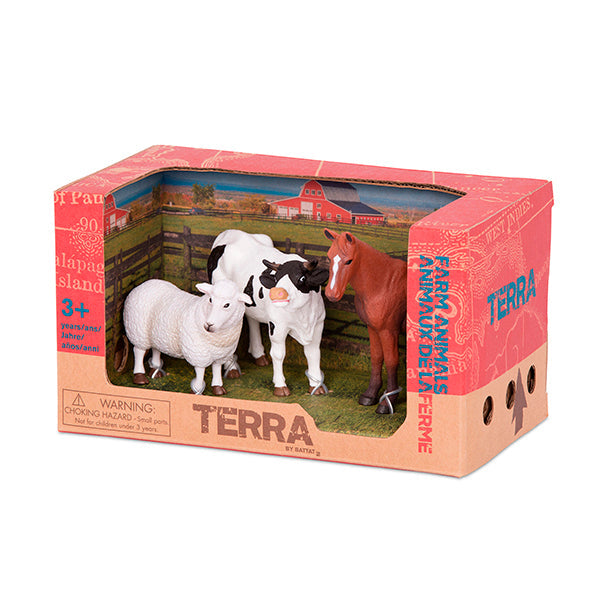 Animales de la granja: Oveja, toro y caballo