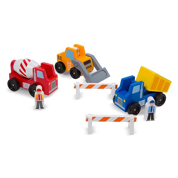 Set de Vehículos de Construcción de Madera – 3 Camiones y Accesorios