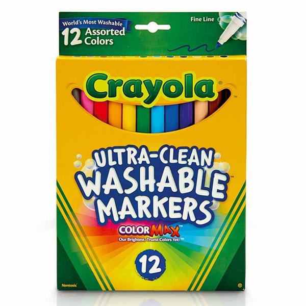 Plumones lavables punta fina - 12 unidades