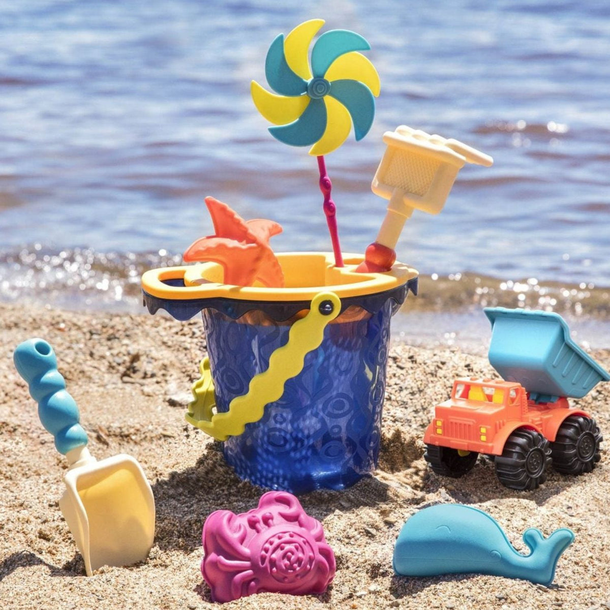 Set de playa con balde y accesorios - Azul marino