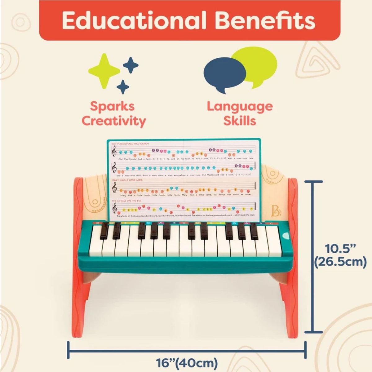 Piano De Madera Para Niños - Con Libro De Canciones