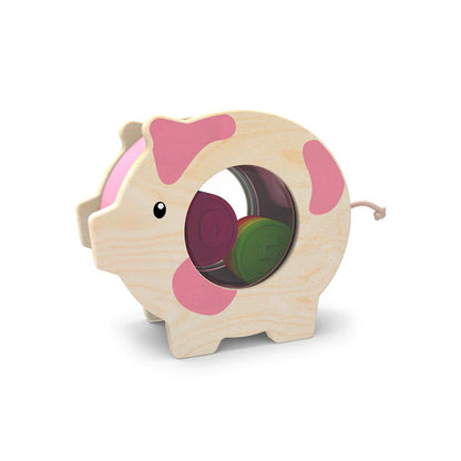 Chanchito Alcancía De Madera - Con Monedas