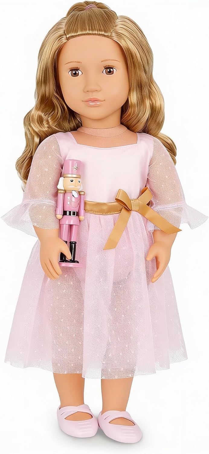 Muñeca Natasha Our Generation con vestido rosa y Cascanueces - 46 cm