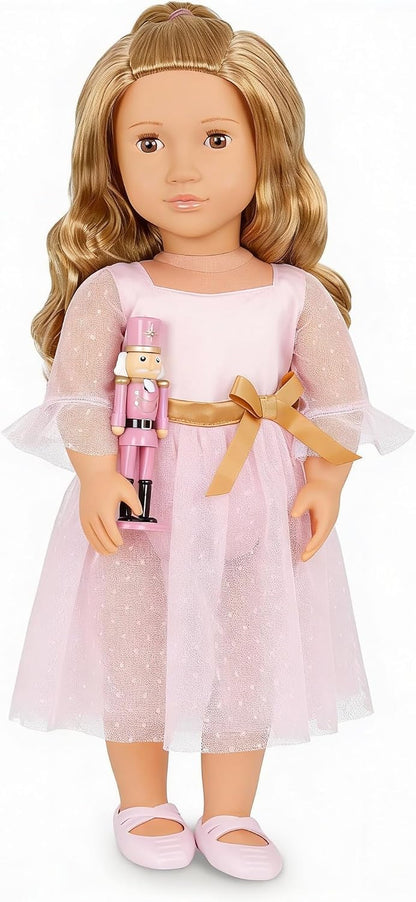 Muñeca Natasha Our Generation con vestido rosa y Cascanueces - 46 cm