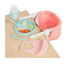 Silla de comer portátil para muñeca y accesorios