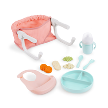 Silla de comer portátil para muñeca y accesorios