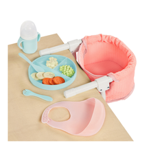 Silla de comer portátil para muñeca y accesorios