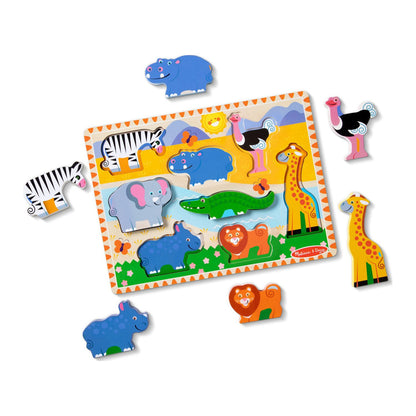Puzzle Encaje De Madera 3D Chunky - Animales De Safari