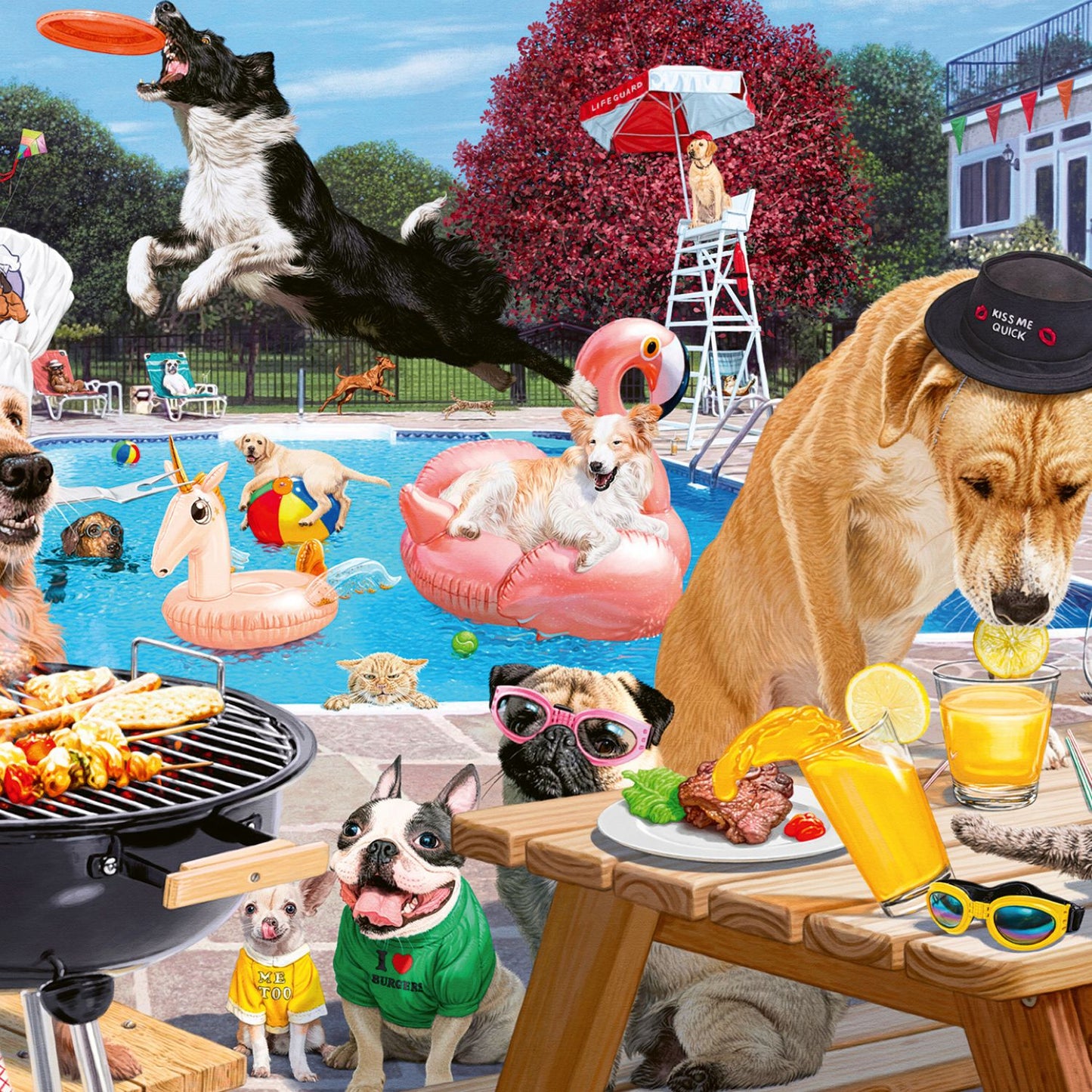 Puzzle 1000 Piezas Fiesta de Perros en la Piscina