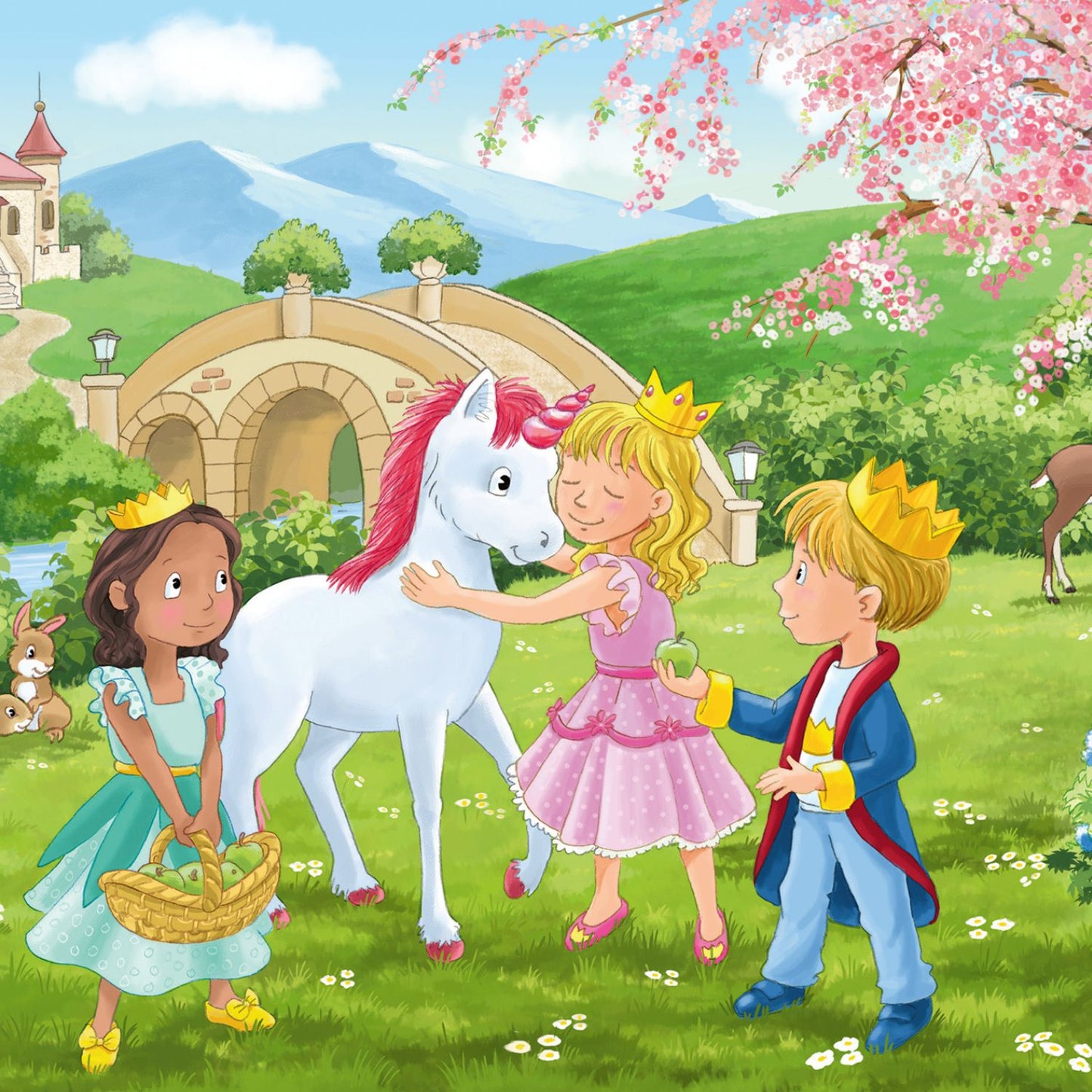 Puzzles 2 x 12 Pequeñas Princesas y Unicornios