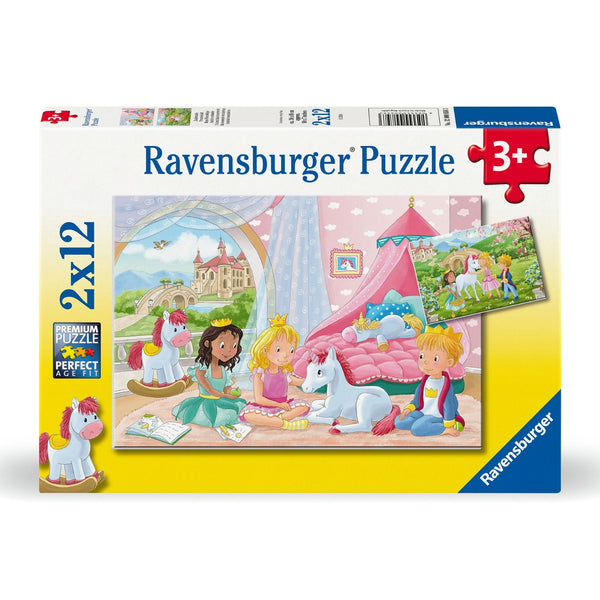 Puzzles 2 x 12 Pequeñas Princesas y Unicornios