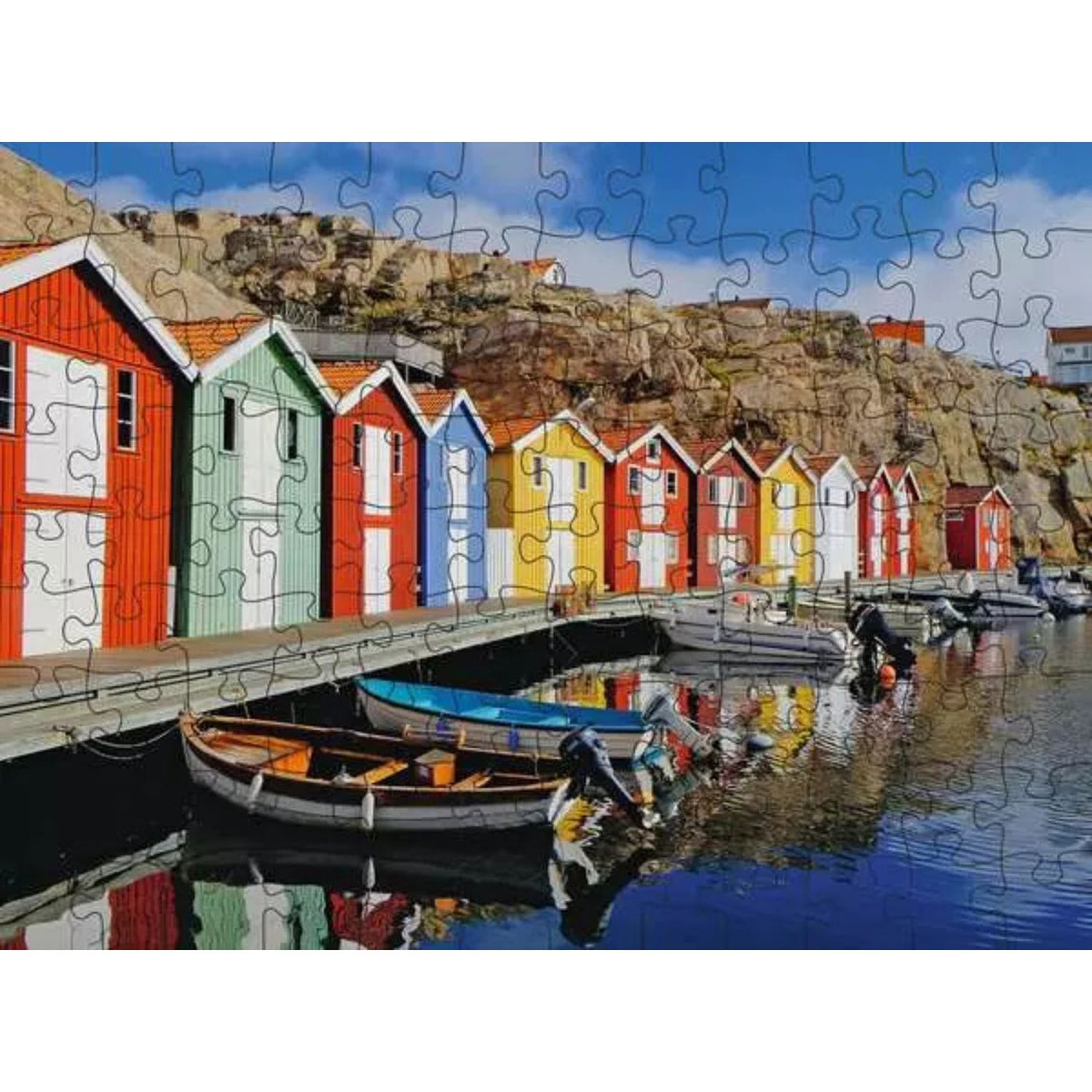 Puzzle Casas de Colores en Suecia - 100 piezas Gold Edition