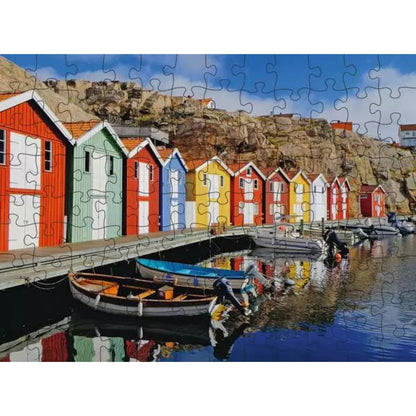 Puzzle Casas de Colores en Suecia - 100 piezas Gold Edition