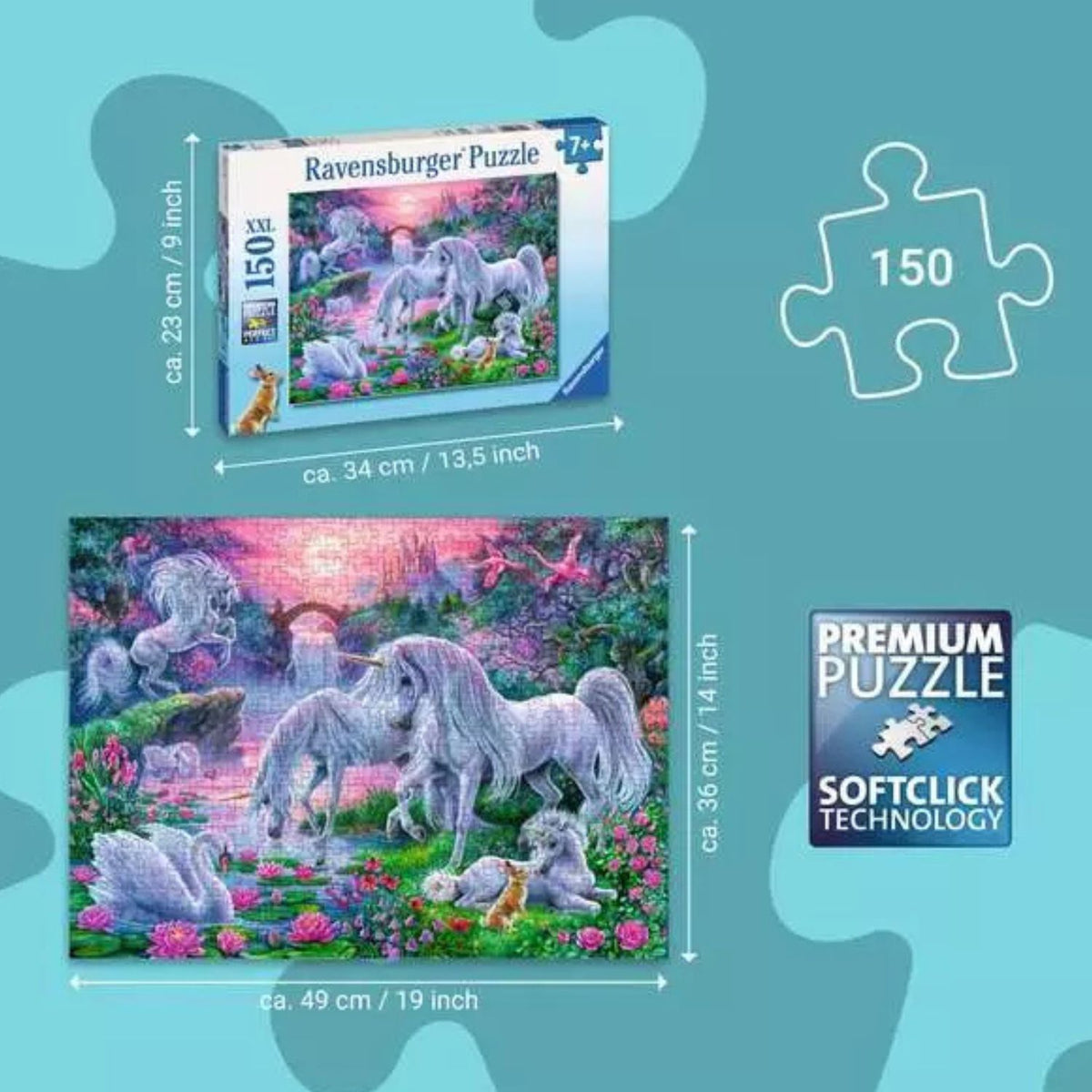 Puzzle Unicornios al Atardecer - 150 piezas XXL