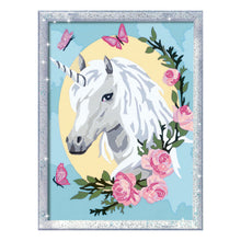 Canvas pinta por número: Unicornio entre Rosas