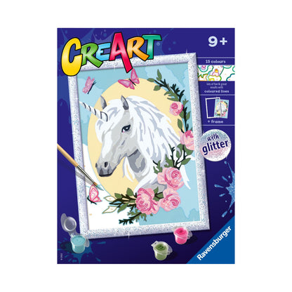 Canvas pinta por número: Unicornio entre Rosas