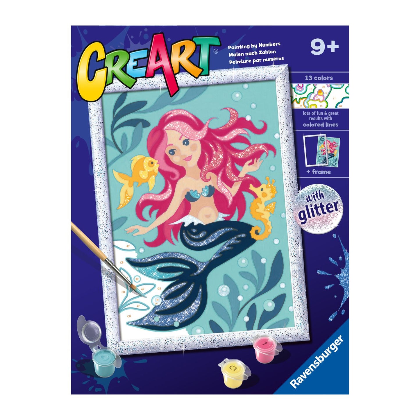 Canvas pinta por número: Sirena Brillante