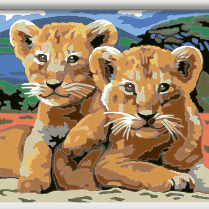 Canvas pinta por número: Pequeños Leones