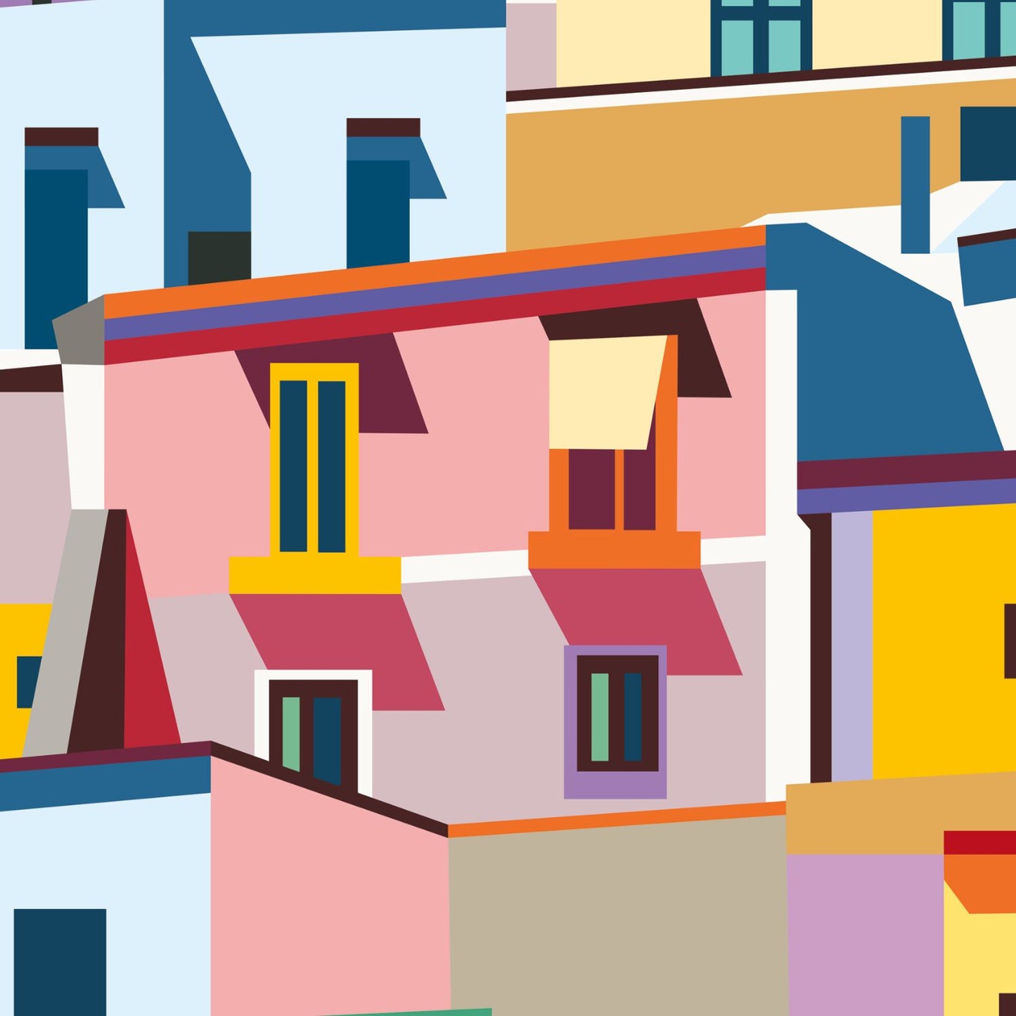 Canvas pinta por número: Fachadas de Colores