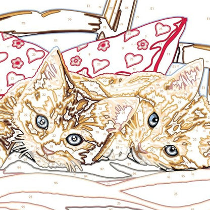 Canvas pinta por número: Gatitos en la Almohada