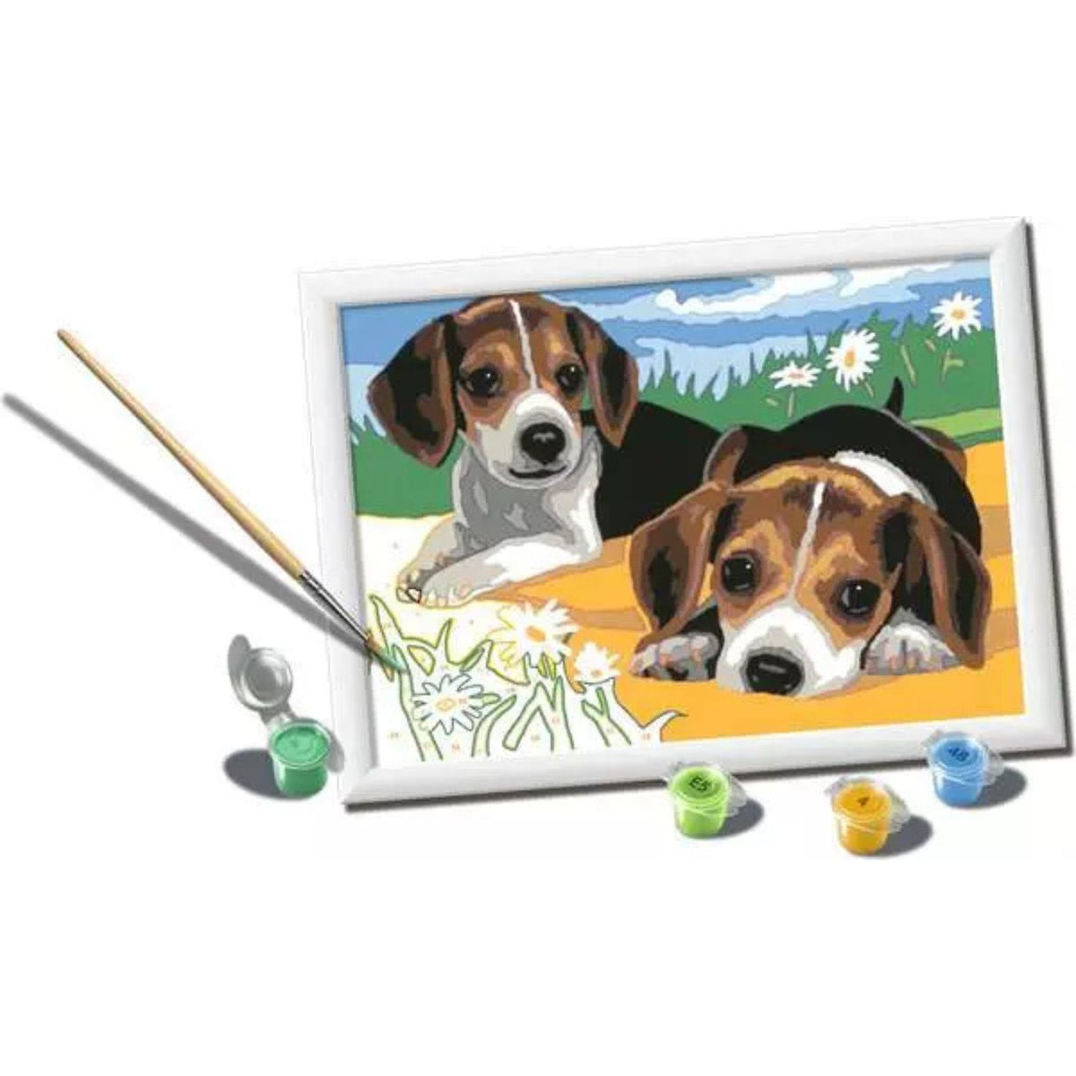Canvas pinta por número: Cachorros Jack Russell
