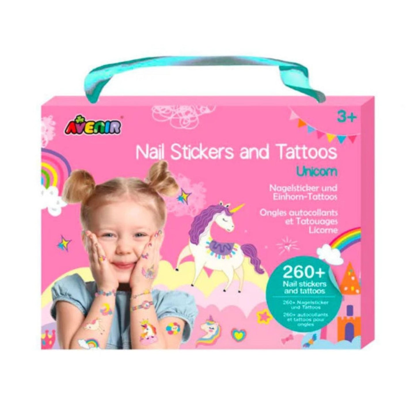 Set de Stickers para Uñas y Tatuajes Temporales - Unicornio