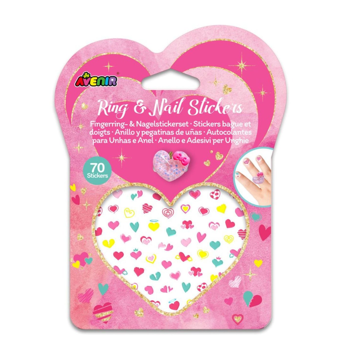 Set de Anillo y Stickers para Uñas - Corazones