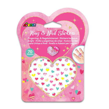 Set de Anillo y Stickers para Uñas - Corazones