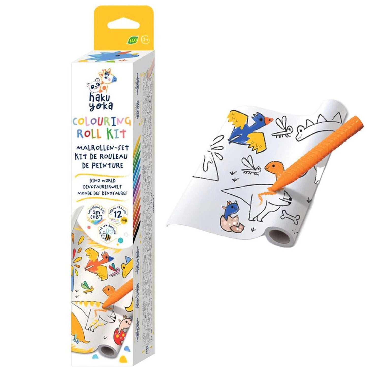 Kit Rollo de Papel y Crayones para Colorear · Mundo Dinos