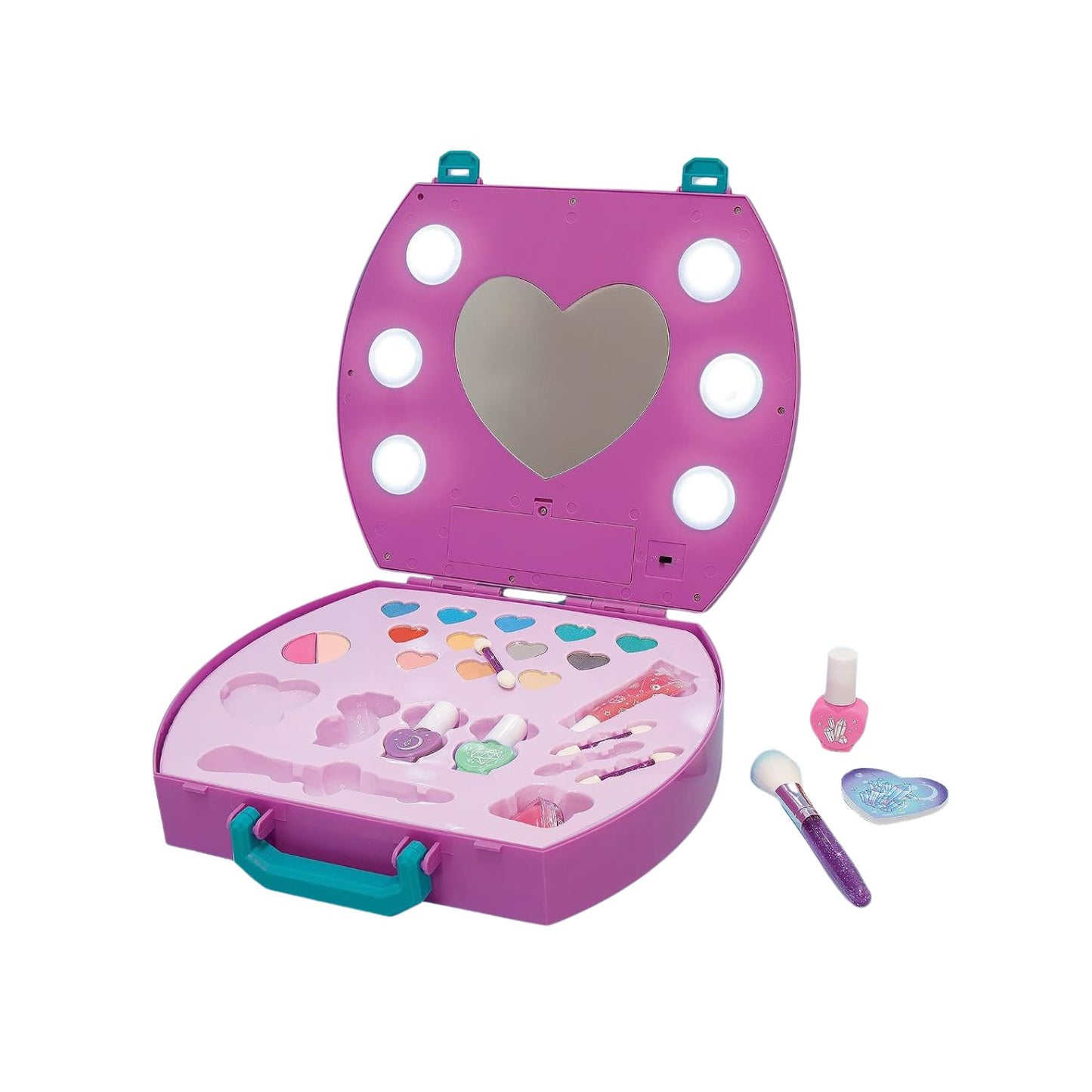Estuche Cosmético Iluminado con Espejo LED – Set de Maquillaje Infantil 25 Piezas