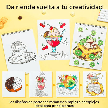 OHUHU - LIBRO PARA COLOREAR DOBLE CARA ENJOY THE SWEET MOMENT