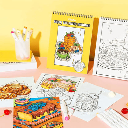 OHUHU - LIBRO PARA COLOREAR DOBLE CARA ENJOY THE SWEET MOMENT