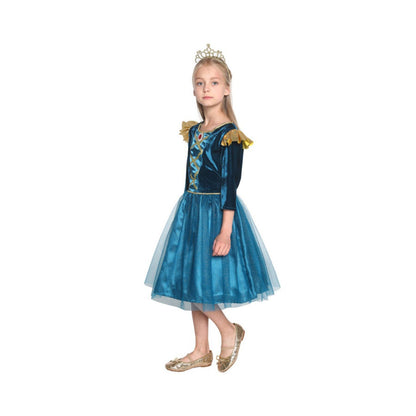 Disfraz Niña Princesa Azul con corona - Talla L